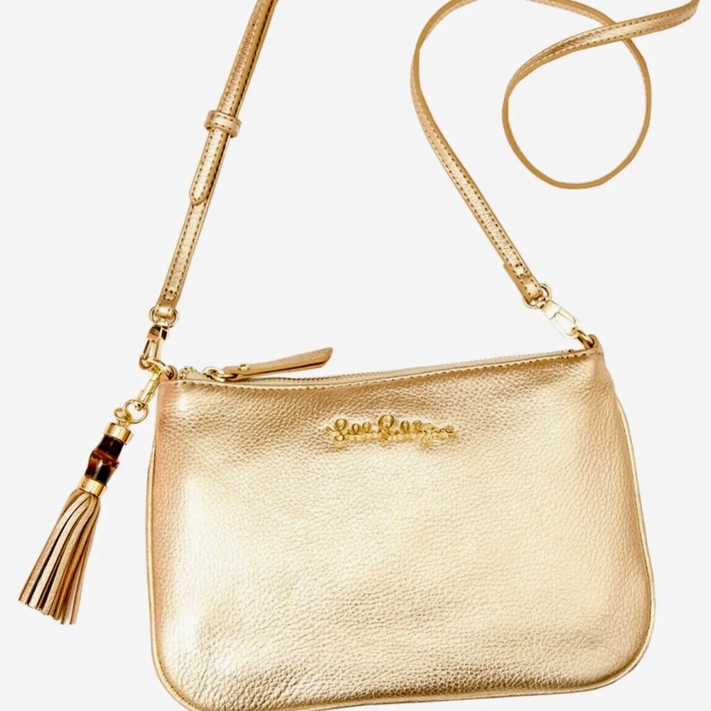 Lilly Pulitzer NWT Cruisin Crossbody Bag Gold Metallic
